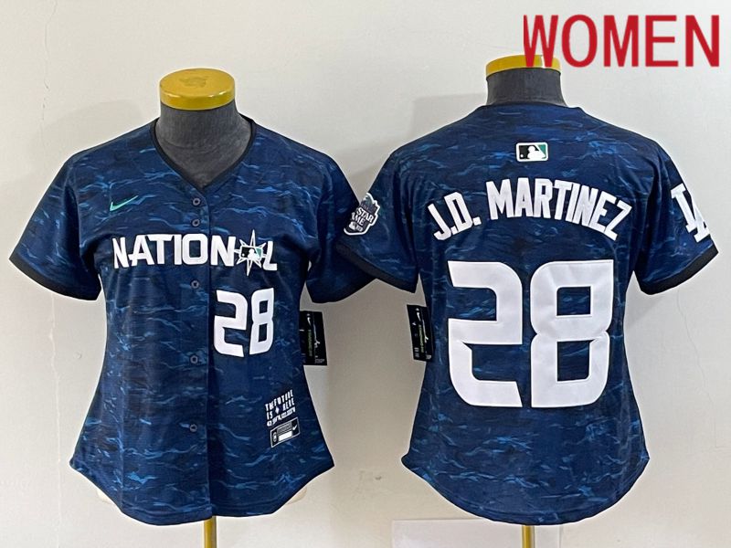Women Boston Red Sox #28 J.D.Martinez National League Nike Royal 2023 MLB All Star MLB Jersey